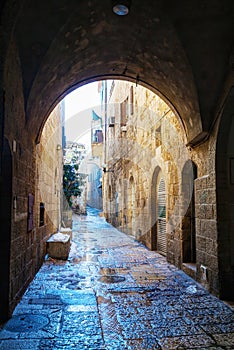 Narrow street in Old City of Jerusalem