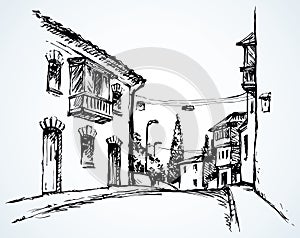 Stretto strade da vecchio la città. vettore disegno 