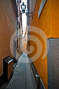 Narrow street of the old European city