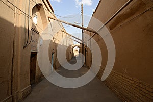 Narrow street of old part Yazd city.