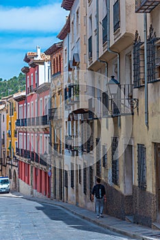 Narrow street in the old town of Cuenca, Spain.