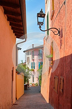 Narrow street in the old town of gardone riviera italy