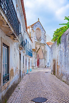 Narrow street of the old town at Portuguese town Santarem