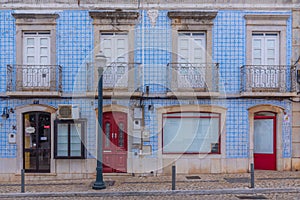 Narrow street of the old town at Portuguese town Tavira