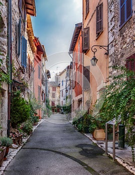 Narrow street in the old village France.