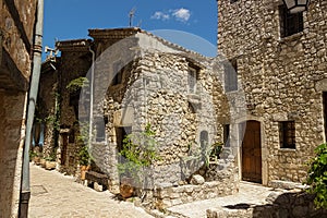 Narrow street in the old village Tourrettes-sur-Loup in France.