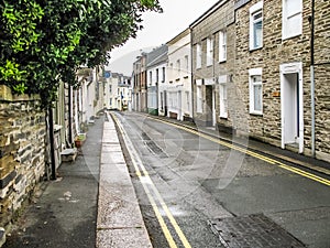 Narrow Street in Padstow Cornwall England. No People