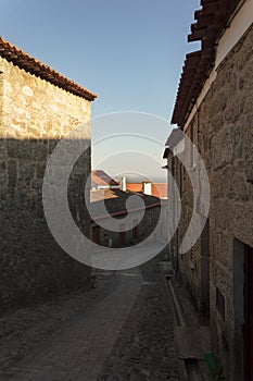 Narrow street on portuguese historic village Castelo Novo