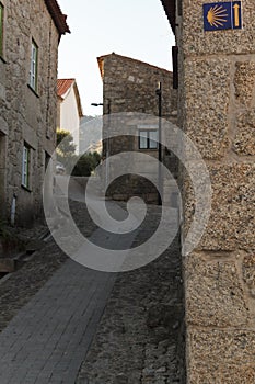 Narrow street on portuguese historic village Castelo Novo