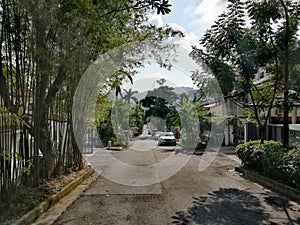 Narrow street in private housing estate