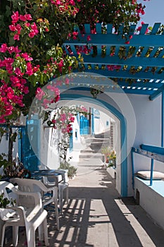 Narrow street in Santorini, Cycladic islands