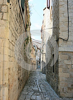 Narrow street in Trogir, Croatia