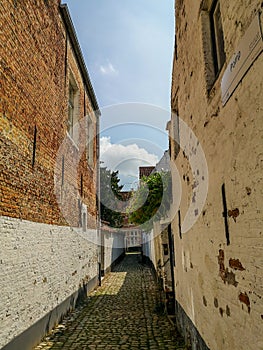 Narrow street in the Unesco protected beguinage in the city center of Lier, Belgium