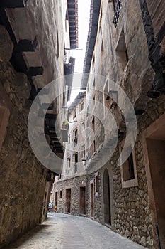 narrow street of the village of albarracin in spain