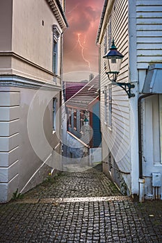 Narrow streets in Bergen old town