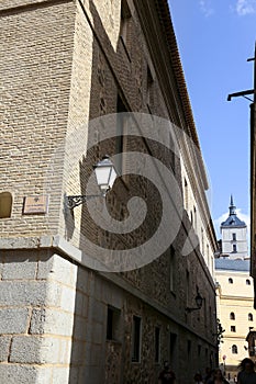 Narrow streets and facades in the old town of Toledo