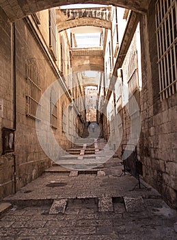 The narrow streets of the old city of Jerusalem