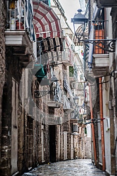 Narrow streets of old town of Taranto photo