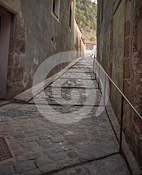 Narrow streets in Ripoll old quarter