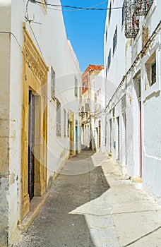 The narrow streets of Sfax, Tunisia