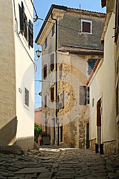 Narrow streets town of Groznjan (Grisignana), Croatia, Europe