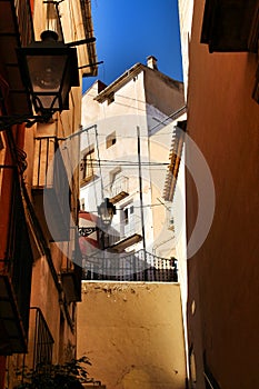 Narrow streets in the village of Jijona in Alicante