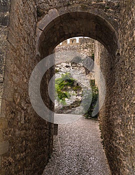 A narrow tunnel-like passage