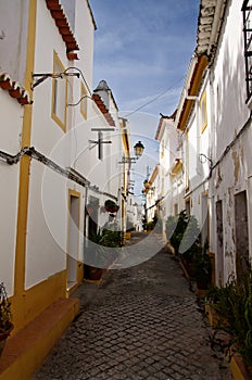 Narrow typical street of the jewish borough at Elvas