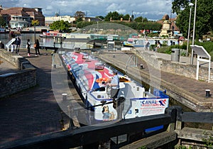 Narrowboat in Canal Lock