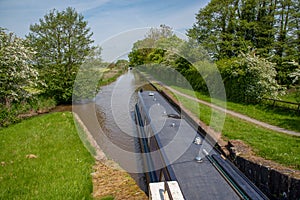 Narrowboat leaves a lock