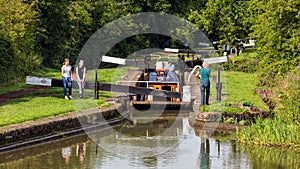 Narrowboat in Lock, Worcester and Birmingham Canal.