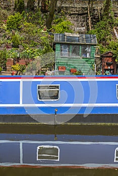 Narrowboat at moorings