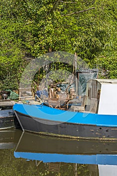 Narrowboat at moorings