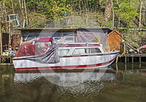 Narrowboat at moorings
