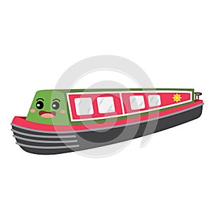 Narrowboat transportation cartoon character perspective view vector illustration photo