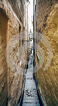 The narrowest street of Stockholm
