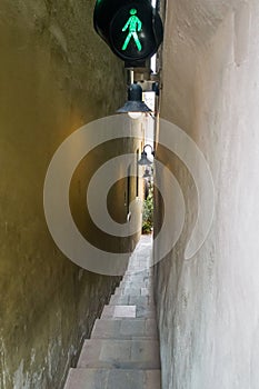 Narrowest street with traffic light in Prague