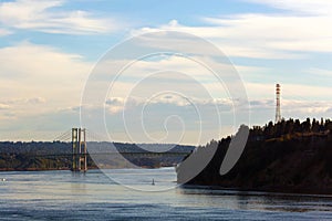 Narrows Bridge from Point Defiance in WA State USA