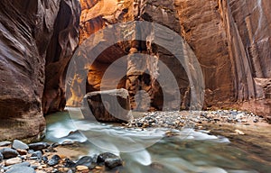 The Narrows trail, Zion national park, Utah