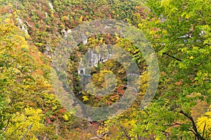 Naruko Gorge with colorful autumn foliage