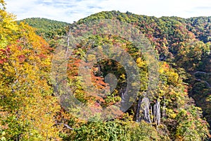 Naruko Gorge with colorful autumn foliage