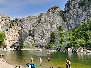 Narural arch in Vallon Pont D`arc, Ardeche, France.