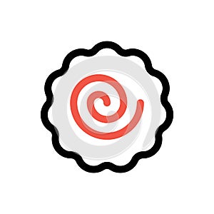 Narutomaki or kamaboko surimi vector outline icon