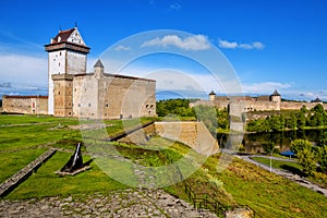 Narva castle, Estonia, overlooking russian estonian border