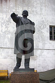 Narva. Estonia. Bronze monument of Lenin in a typical pose