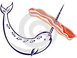 Narwhal whale stringing bacon