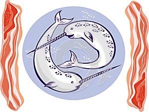 Narwhal whales and bacon