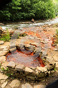 Narzan. Natural healing mineral spring at the rocky ridge of the North Caucasus in Russia