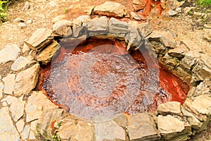 Narzan. Natural healing mineral spring at the rocky ridge of the North Caucasus in Russia