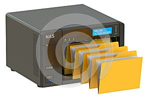 NAS, concept of data storage. 3D rendering